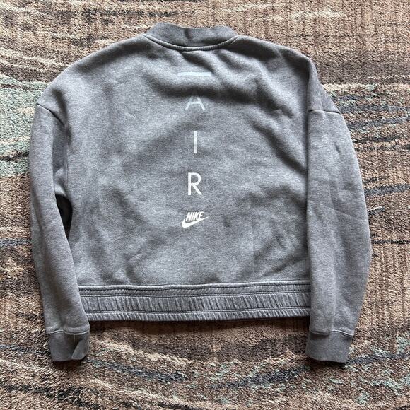 Women's Nike Air Heather Grey Zip Up Bomber Fleece Sweatshirt Jacket Sz Small S - Picture 4 of 6